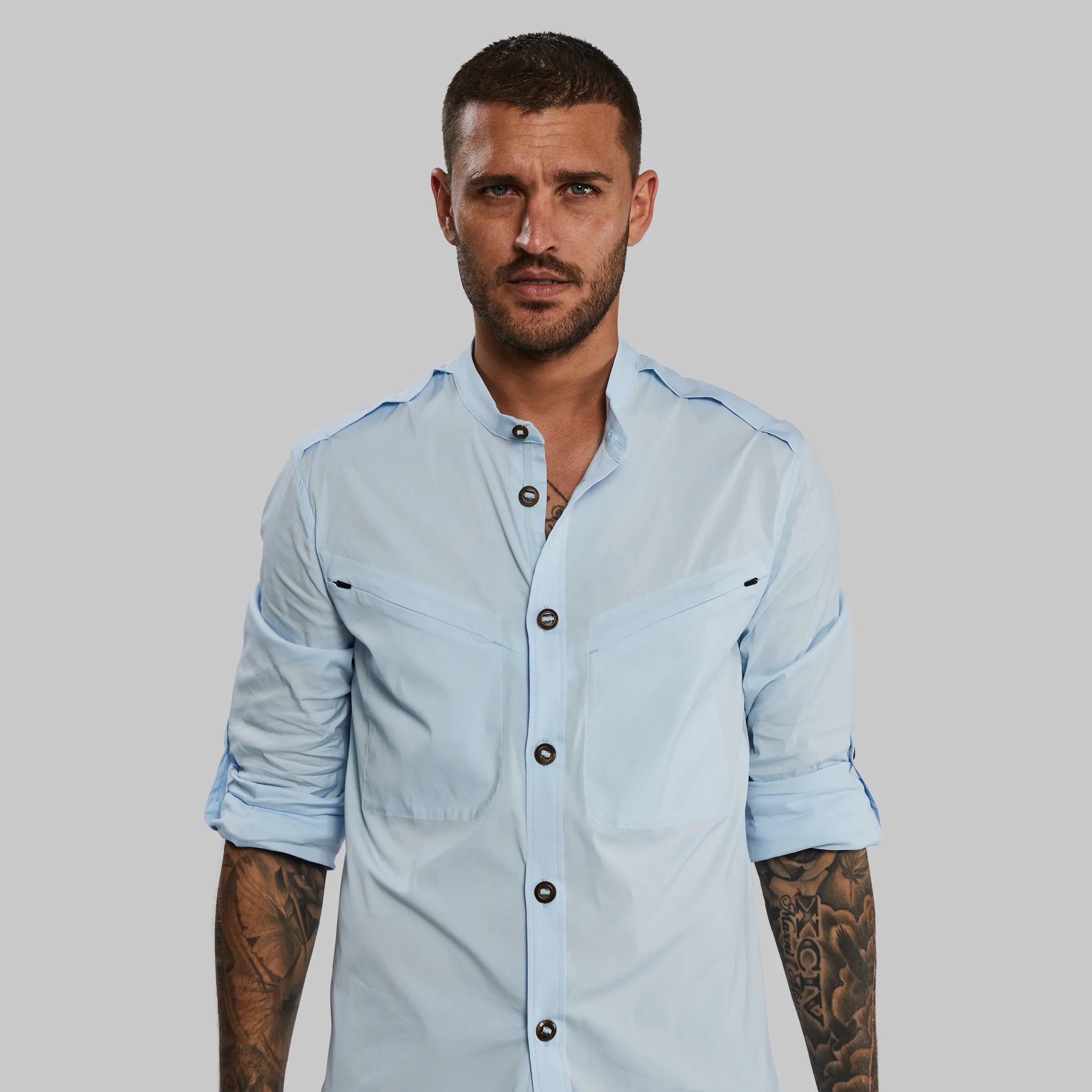 Men Four Seasons Long-Sleeved Comfortable Breathable Stitching Double Collar  Shirts : : Clothing, Shoes & Accessories