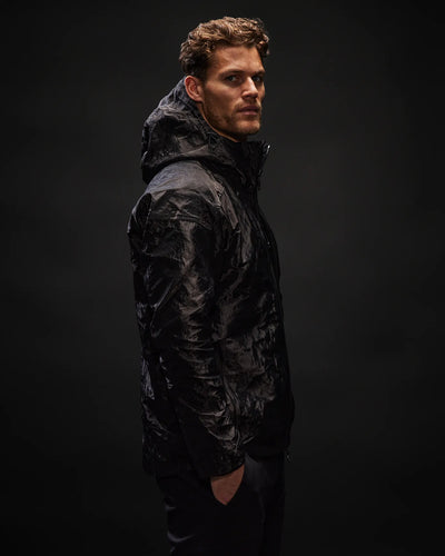 Metallic black coat sales