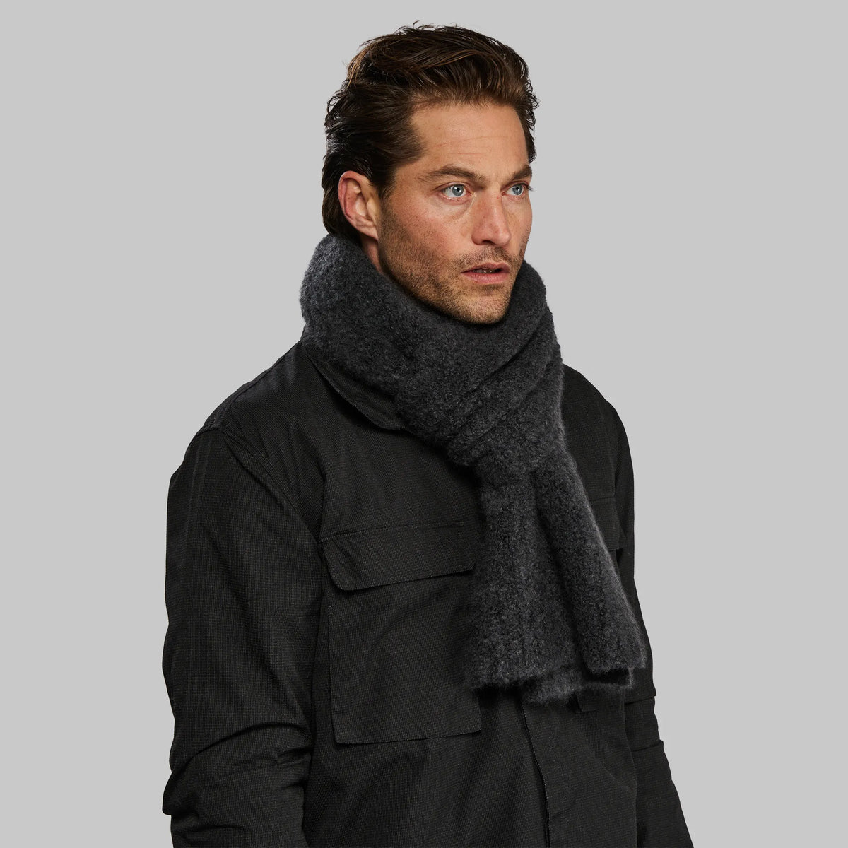 Planet Earth Cashmere Scarf. Dark Grey edition