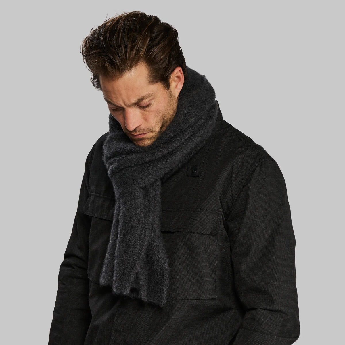 Planet Earth Cashmere Scarf. Dark Grey edition
