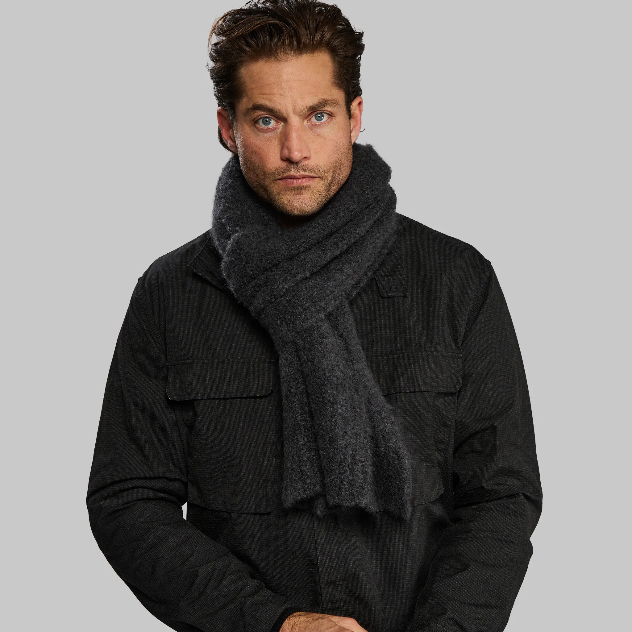 Planet Earth Cashmere Scarf. Dark Grey edition