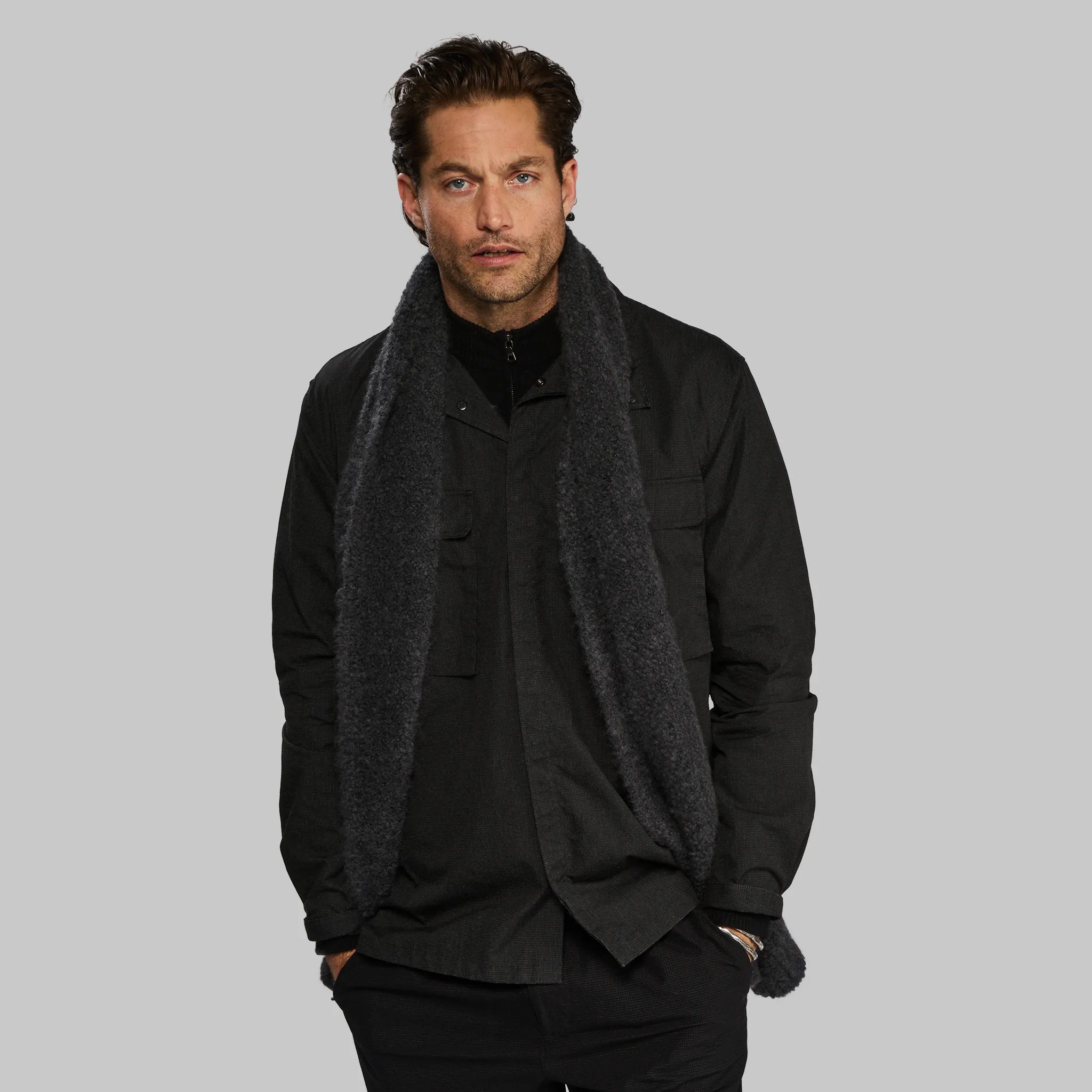 Planet Earth Cashmere Scarf. Dark Grey edition