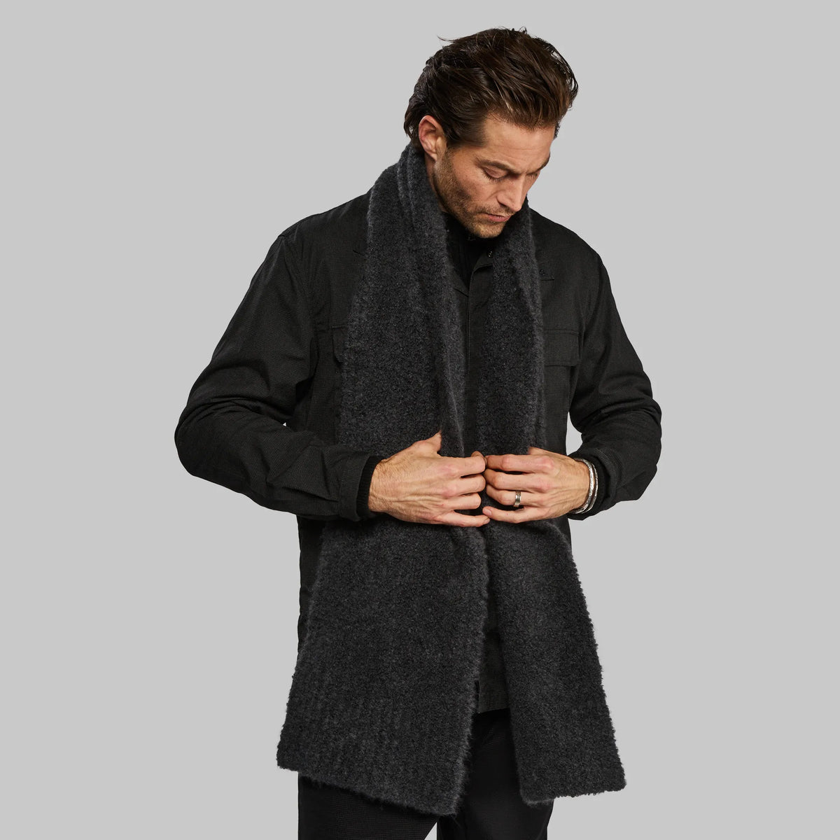 Planet Earth Cashmere Scarf. Dark Grey edition