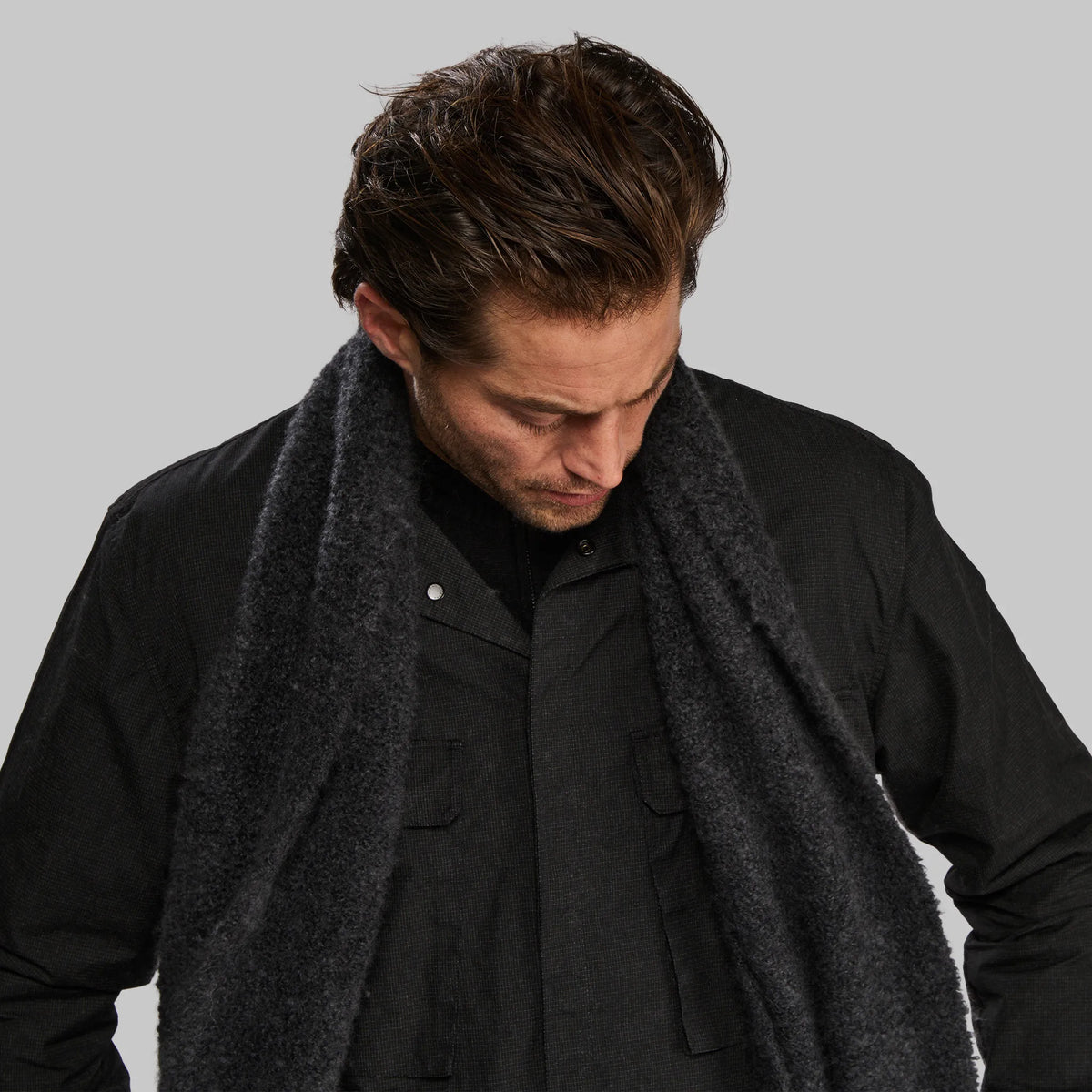Planet Earth Cashmere Scarf. Dark Grey edition