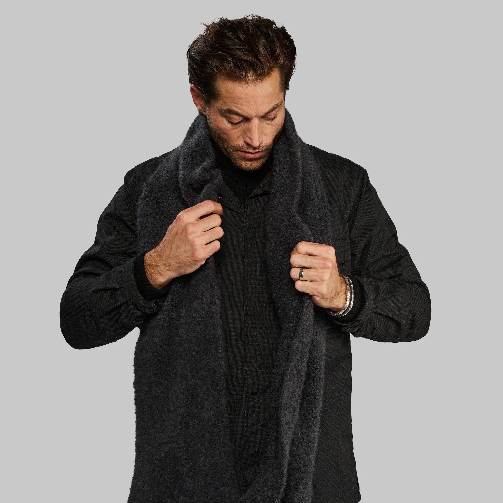 Planet Earth Cashmere Scarf. Dark Grey edition