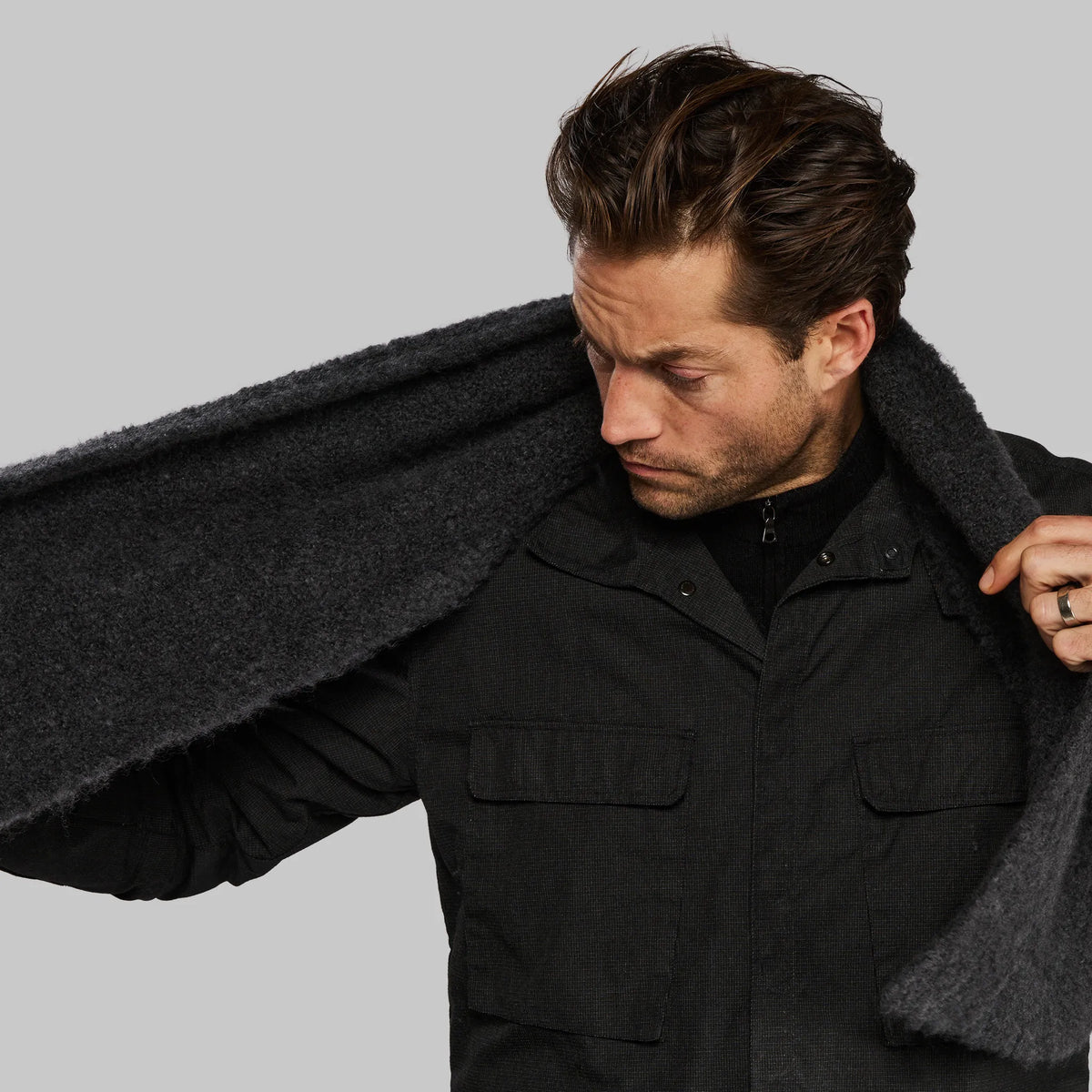 Planet Earth Cashmere Scarf. Dark Grey edition