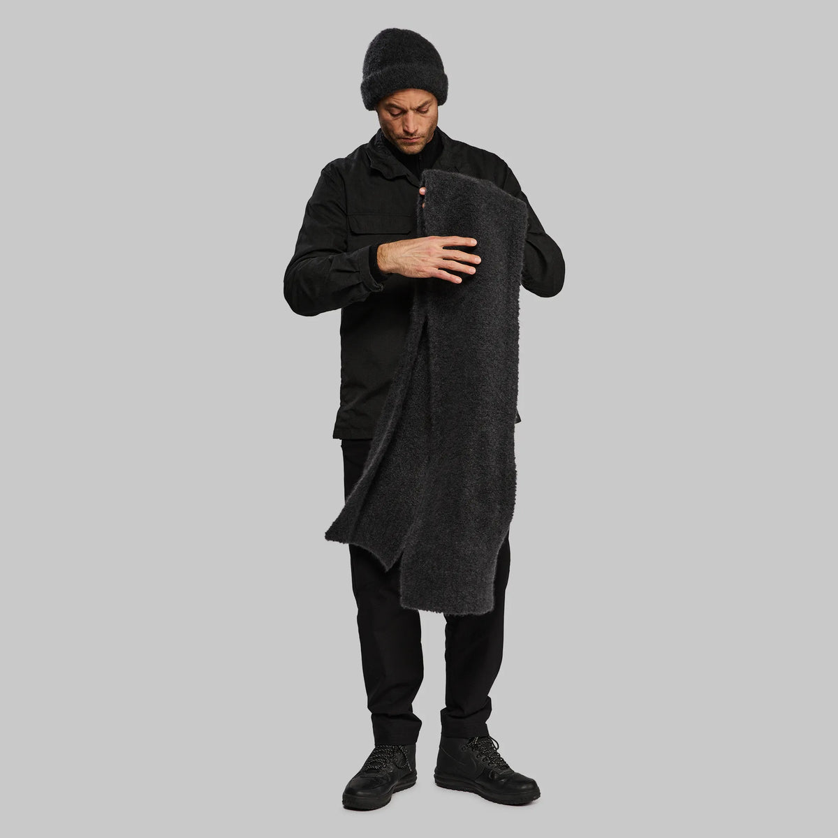 Planet Earth Cashmere Scarf. Dark Grey edition