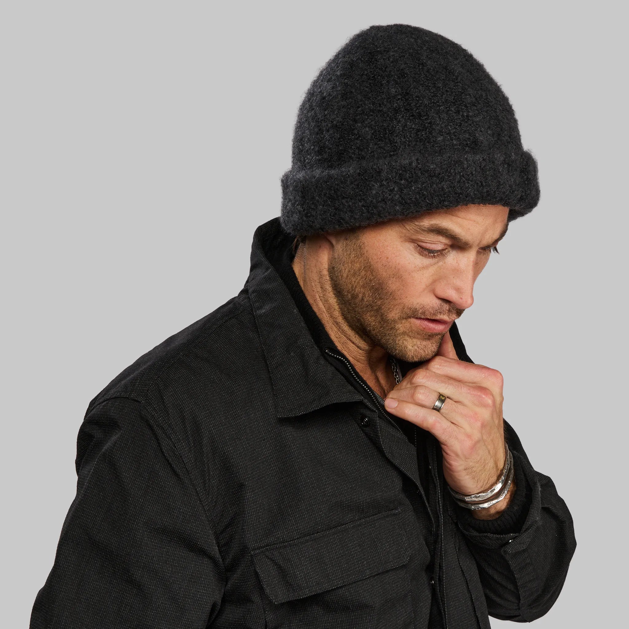 Planet Earth Cashmere Beanie. Dark Grey edition