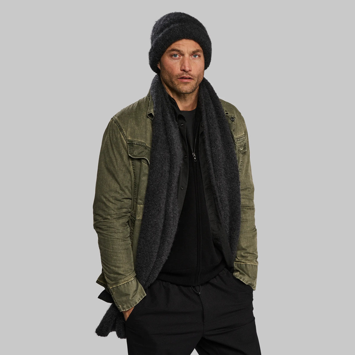 Planet Earth Cashmere Scarf. Dark Grey edition