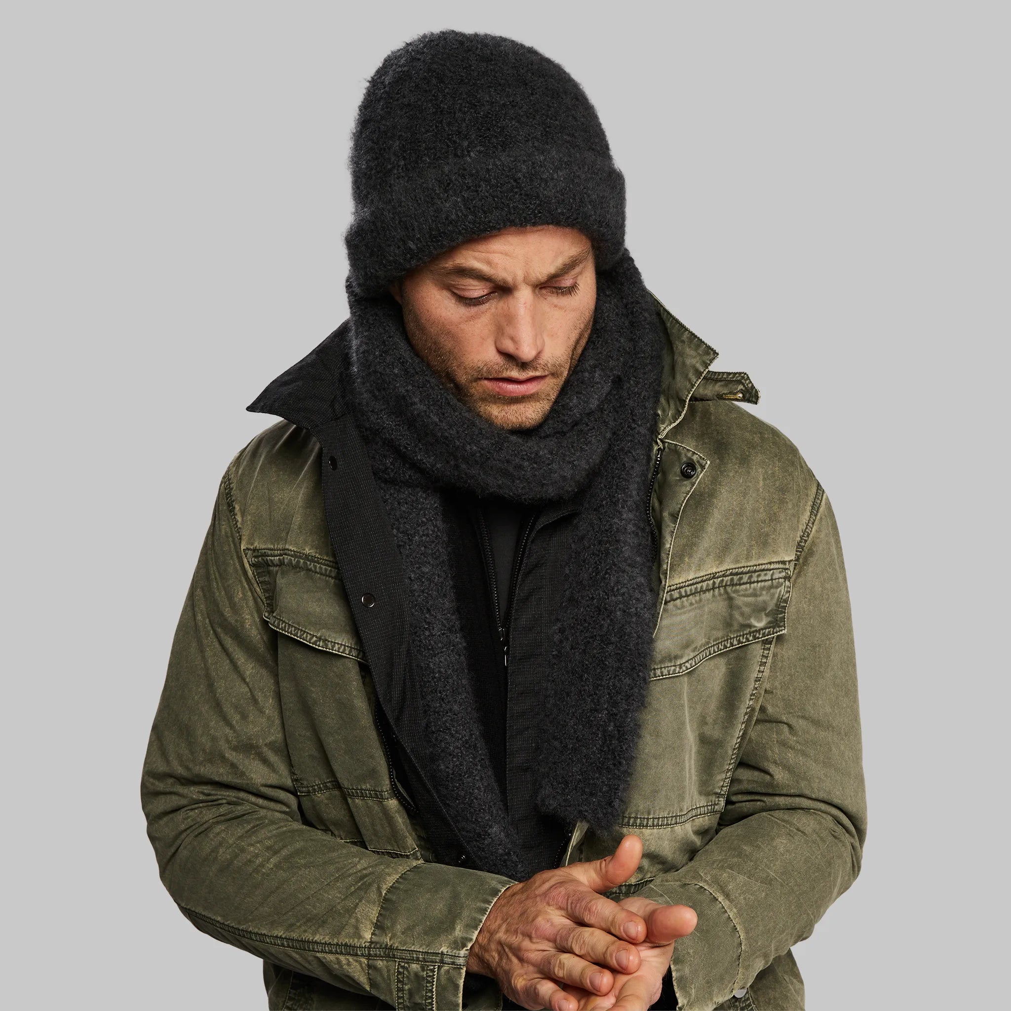 Planet Earth Cashmere Beanie. Dark Grey edition