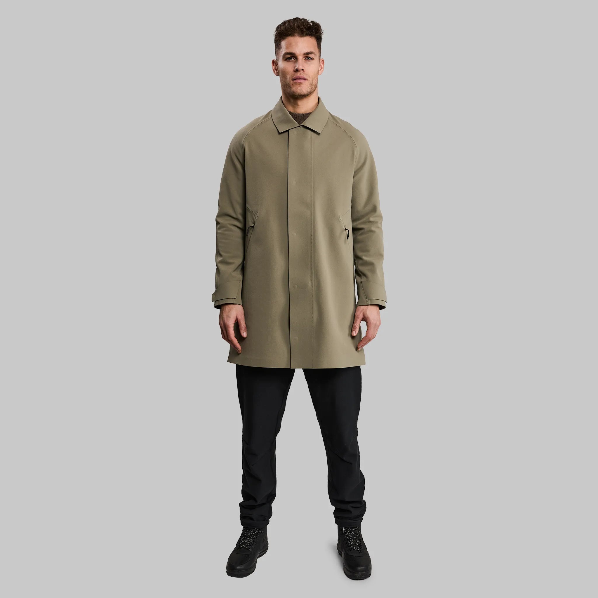 Laser Cut Trench Coat. Khaki edition
