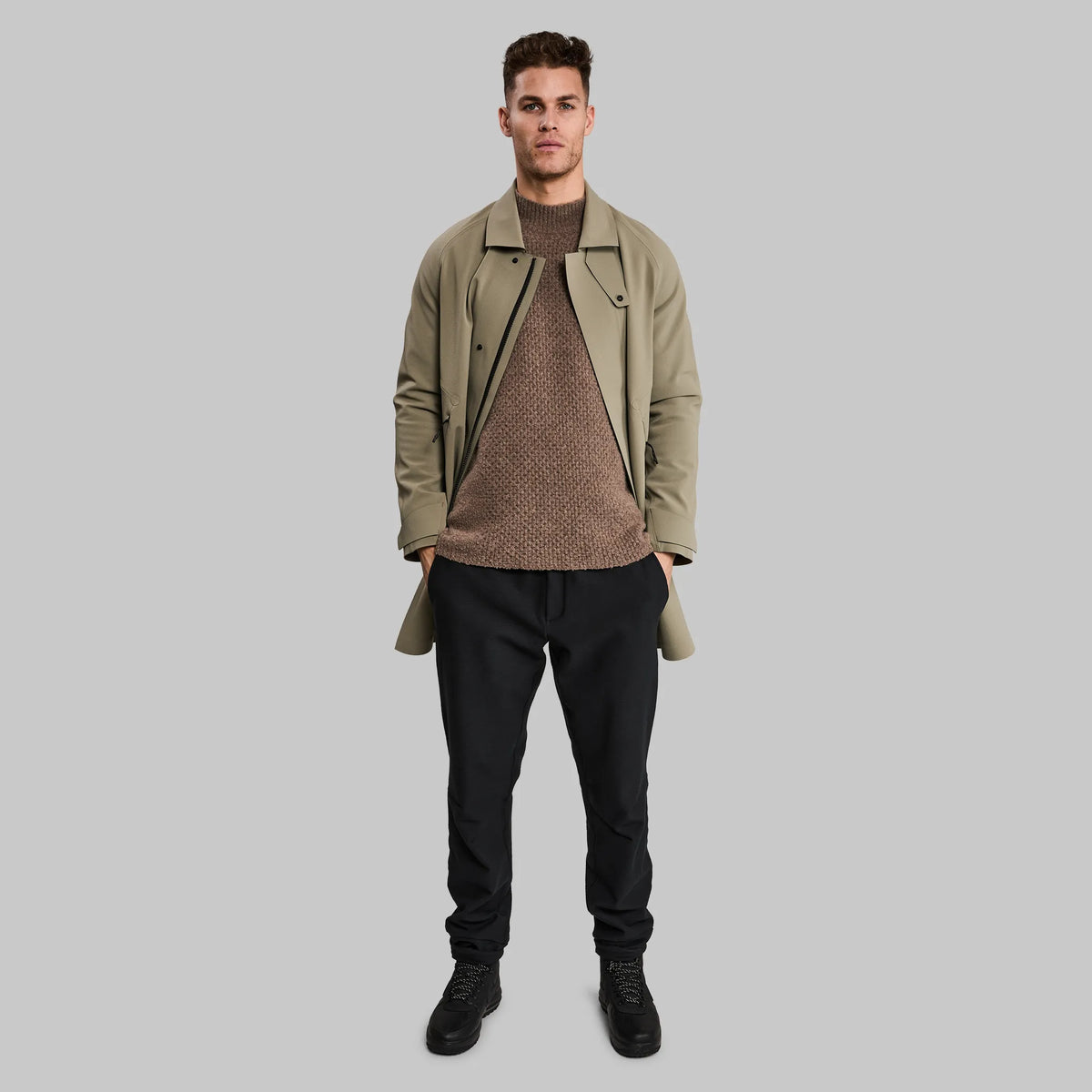 Laser Cut Trench Coat. Khaki edition