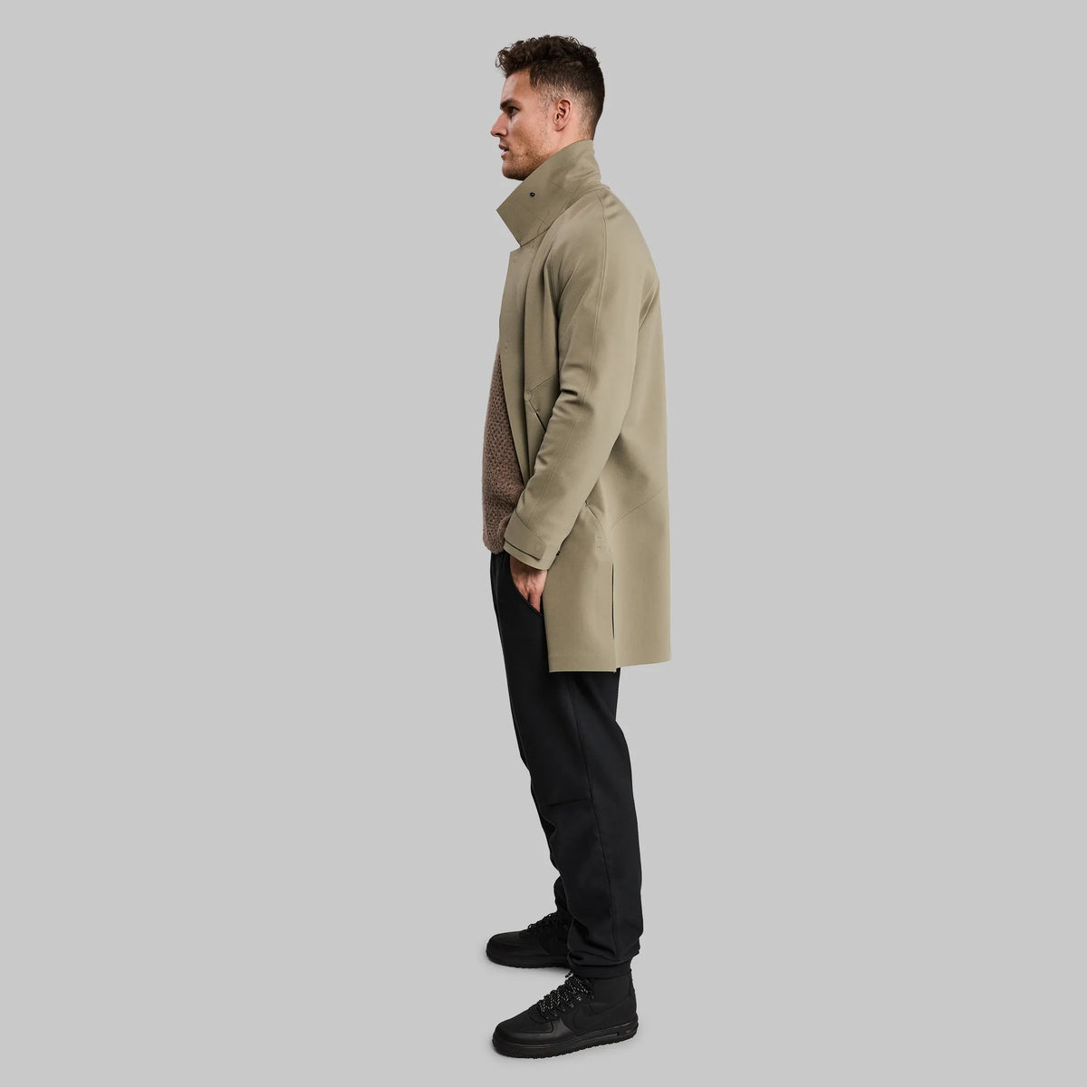 Laser Cut Trench Coat. Khaki edition
